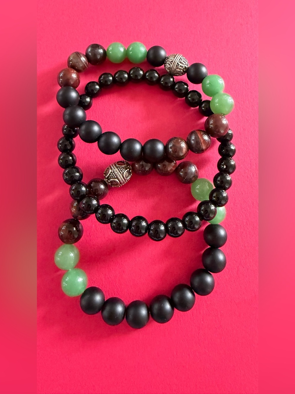 ALDO Green, Black & Brown Layered Beaded Bracelet Set